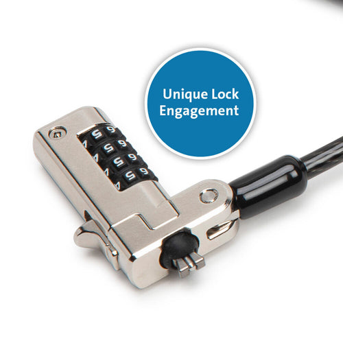 Cable Lock Kensington N17 Serialized Combination Lock 1.8m Carbon Steel for Wedge-Shaped Slots