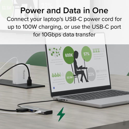 USB C Hub Multiport Adapter 4-in-1 100W Pass-Through Charging 4K HDMI