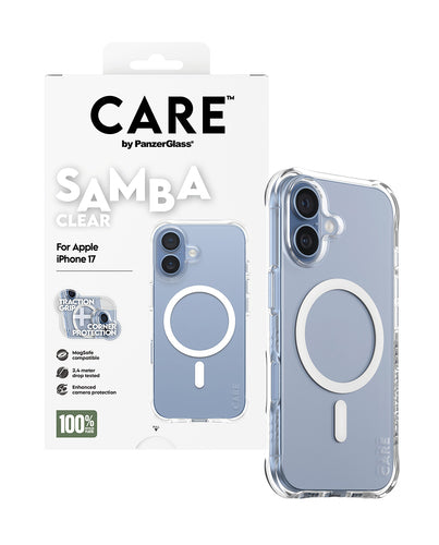 PanzerGlass CARE™ by ® Samba Case Transparent w. White MagSafe iPhone 17 mobile phone case