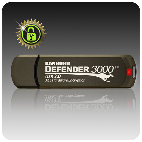 USB 3.0 Flash Drive 512GB iStorage Kanguru Defender 3000 FIPS Level 3 AES Encryption