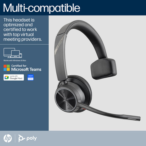HP Poly Voyager 4310 Microsoft Teams Certified Headset with BT700 Dongle & Charging Stand