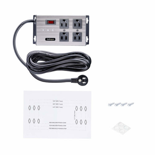 Industrial Power Strip 4-Outlet PDU 125V 15A Surge Protection Mountable