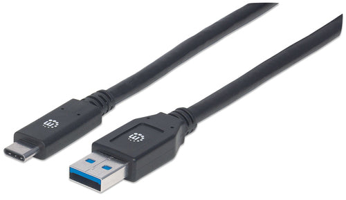 Manhattan USB-C auf USB-A Kabel 3m, 5 Gbit/s, Schnellladefunktion - Schwarz
