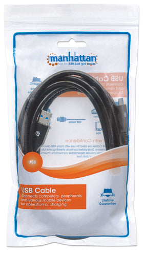 Manhattan USB-C auf USB-A Kabel 3m, 5 Gbit/s, Schnellladefunktion - Schwarz