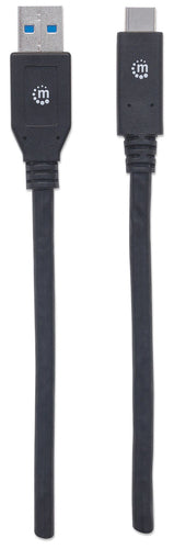 Manhattan USB-C auf USB-A Kabel 3m, 5 Gbit/s, Schnellladefunktion - Schwarz