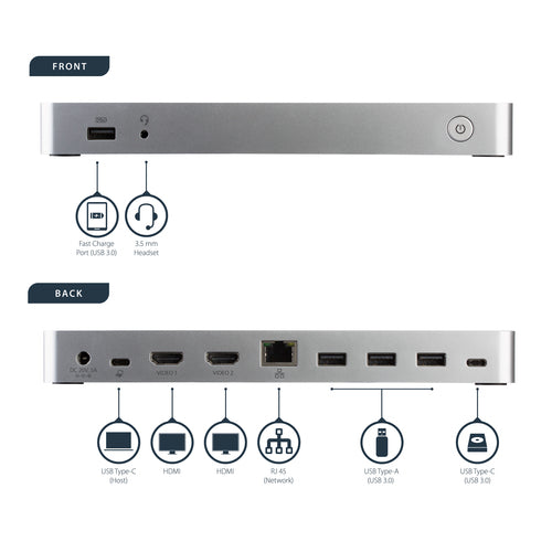 StarTech.com MST30C2HHPDU laptop dock/port replicator