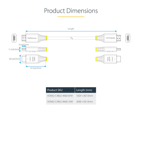 StarTech.com HDMI2-CABLE-4K60-6FW HDMI cable