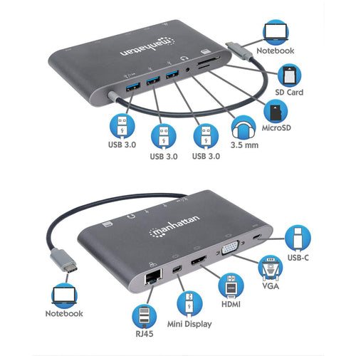 Manhattan 152808 laptop dock/port replicator