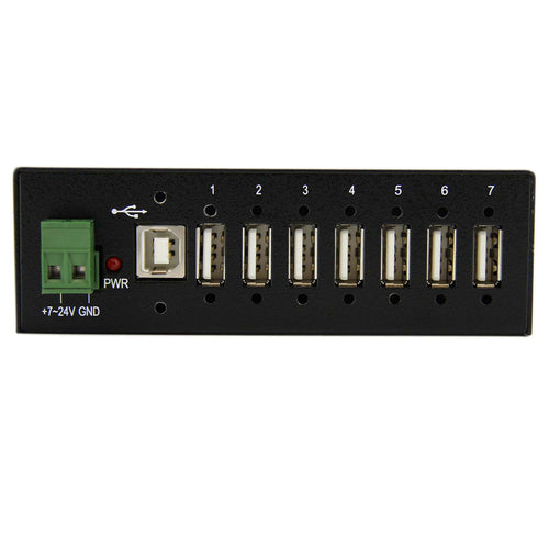 StarTech.com USB 2.0 Hub mit 7 Ports – Industrieller USB-A Hub aus Metall mit Überspannungsschutz