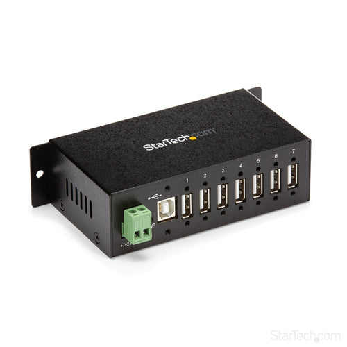 StarTech.com USB 2.0 Hub mit 7 Ports – Industrieller USB-A Hub aus Metall mit Überspannungsschutz