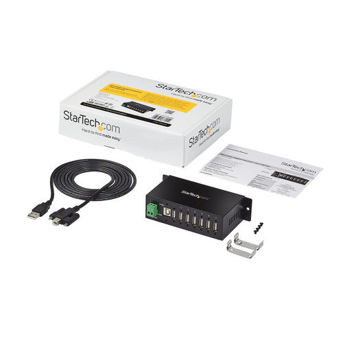 StarTech.com USB 2.0 Hub mit 7 Ports – Industrieller USB-A Hub aus Metall mit Überspannungsschutz