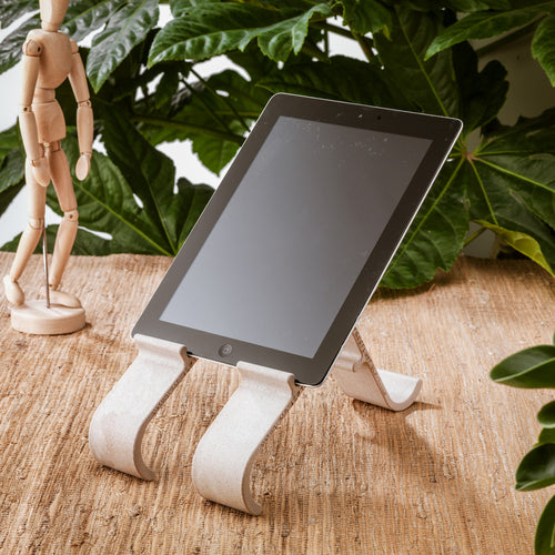 R-Go Tools RGOTPW Ergonomischer Laptopständer - Verstellbar aus biobasiertem Holz - Weiß, 10" bis 22"