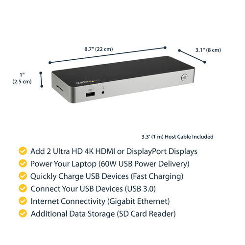 StarTech.com DK30CHDDPPD laptop dock/port replicator