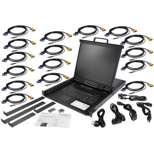 StarTech RKCONS1916K 16 Port Rackmount KVM Console with 19" LCD - USB & VGA Support