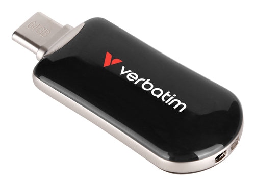 USB Flash Drive Verbatim Plectra 64GB USB-C Up to 100MB/s Capless Black
