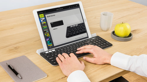 Wireless Keyboard Logitech Standard RF Bluetooth Grey White Dark Grey