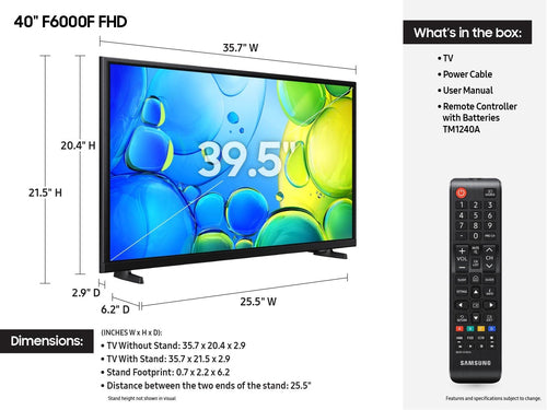 Smart TV Samsung 40 Inch 1080P LED Wi-Fi Connectivity Black