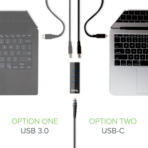 USB 3.0 Hub with Gigabit Ethernet - Plugable Technologies, 3 Ports, USB-C Included, Black