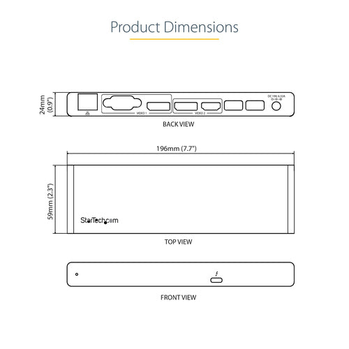 StarTech.com TB3DK2DHVUE laptop dock/port replicator