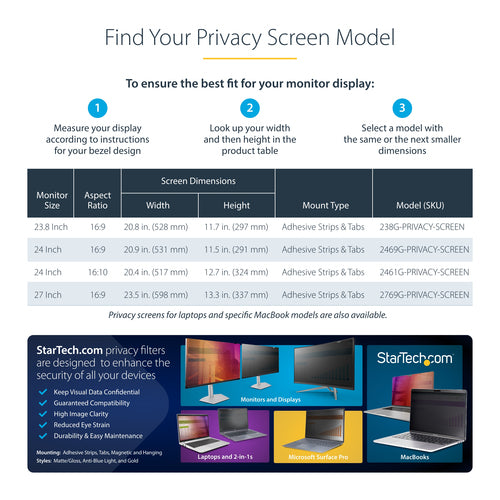 23.8 Inch Monitor Privacy Screen Reversible Gold Filter 16:9