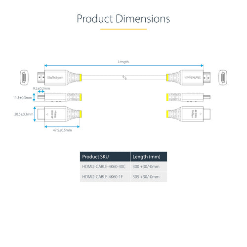 StarTech.com HDMI2-CABLE-4K60-1F HDMI cable