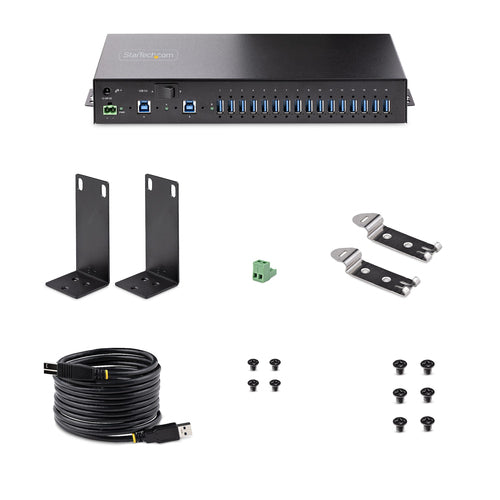 USB Hub StarTech.com 16-Port Industrial USB 3.0 5 Gbps ESD Protection 120W