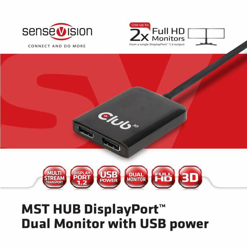 CLUB3D CSV-6200 DisplayPort 1.2 Video Splitter - Dual Monitor 3840x2160, 60Hz