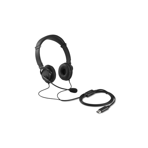 Kensington K33065WW Classic USB-A Headset – Kabelgebundenes Büro-Headset mit Mikrofon und Lautstärkeregler – Schwarz