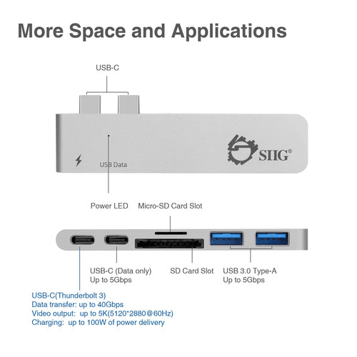 Siig JU-TB0212-S1 laptop dock/port replicator