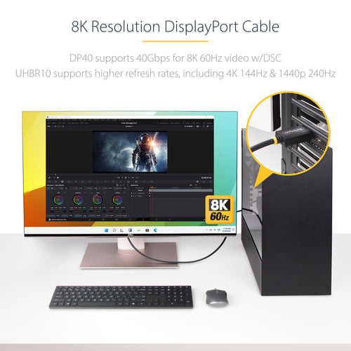 DisplayPort 2.1 Kabel 0,9 m 8K 60Hz VESA zertifiziertes DP40 UHD Monitorkabel