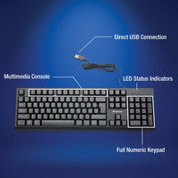 Verbatim 70735 Wired USB Keyboard - Full-Size QWERTY Layout - Black