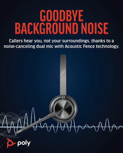 HP Poly Voyager 4320 UC Stereo USB-A Headset +BT700 USB-A Adapter +Charging Stand