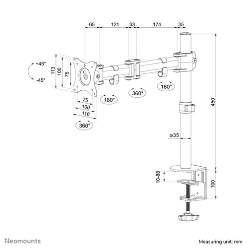 Neomounts NM-D135BLACK monitor mount / stand
