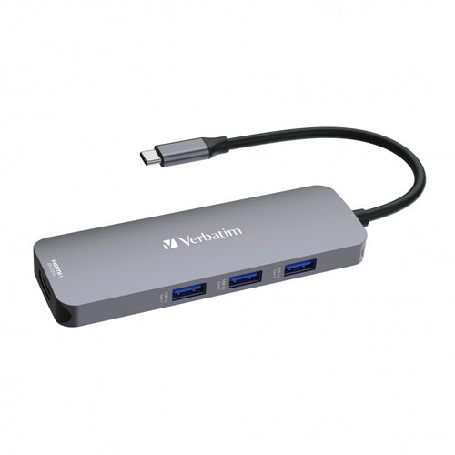USB Typ-C Hub Verbatim CMH-08 HDMI USB 3.2 5000 Mbit/s MicroSD Silber