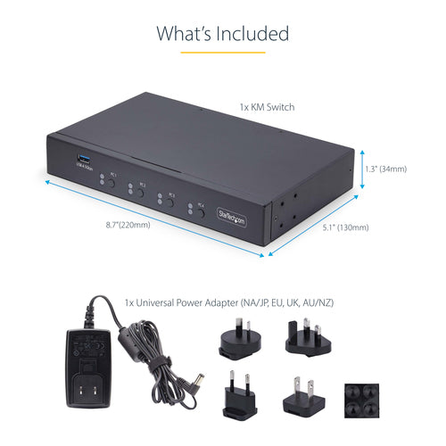 4-Port KVM Switch USB Audio Peripheral Sharing for 4 Computers