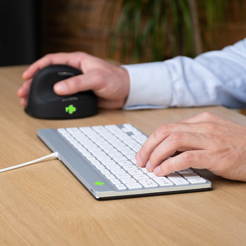Ergonomic Keyboard R-Go Tools Compact Break Wired USB QWERTY White