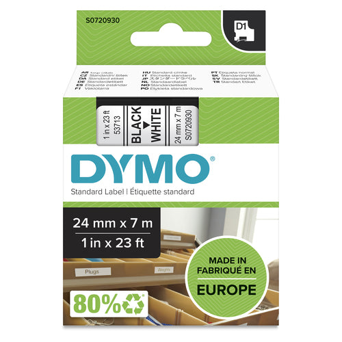 DYMO D1 Standard - Black on White - 24mm label-making tape