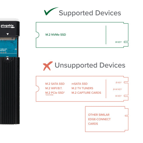 SSD Enclosure Plugable Technologies USBC-NVME 10Gbps Tool-Free PCIe Gen 3/4 USB-C USB-A