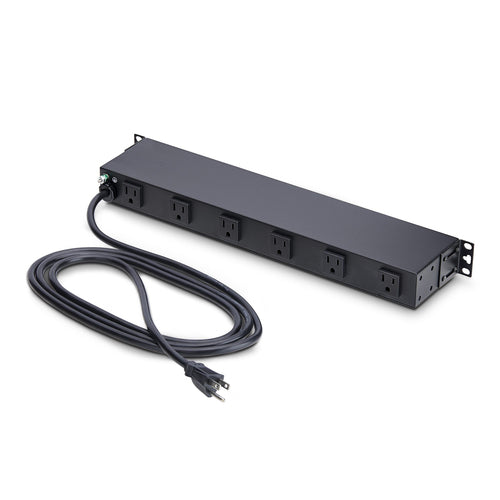 Rackmontierbare Stromverteilungseinheit 12-fach 1U Stahl Schwarz