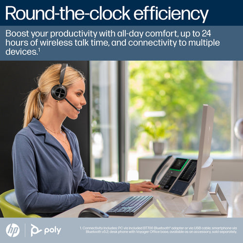 HP Poly Voyager 4320-M Schnurloses Headset – Microsoft Teams zertifiziert – Ideal für Büro und Call Center