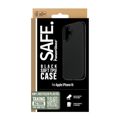 PanzerGlass SAFE. by ® TPU Case Black iPhone 16 mobile phone case