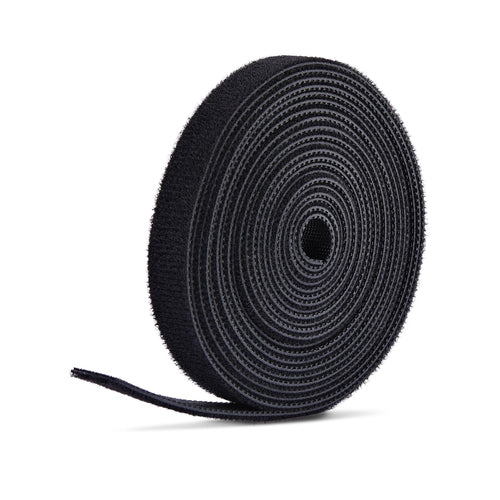 Cable Organizer 75ft Hook and Loop Fastener Adjustable Fabric Ties Black