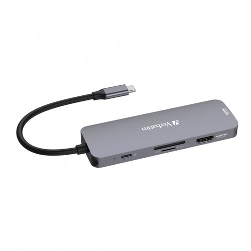 USB Typ-C Hub Verbatim CMH-08 HDMI USB 3.2 5000 Mbit/s MicroSD Silber