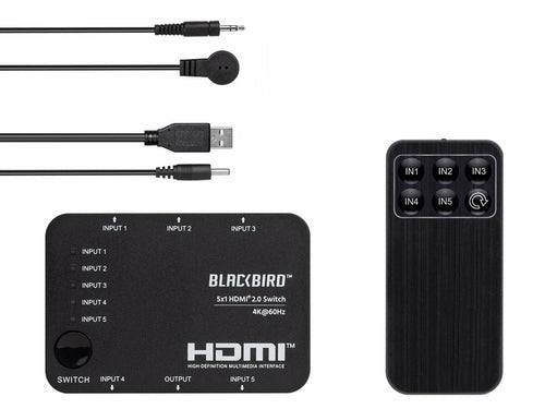 Monoprice BLACKBIRD 4K 5X1 HDMI 2.0 SWITCH_ HDR_ 18G_ HDCP 2.2_ 4K@60HZ
