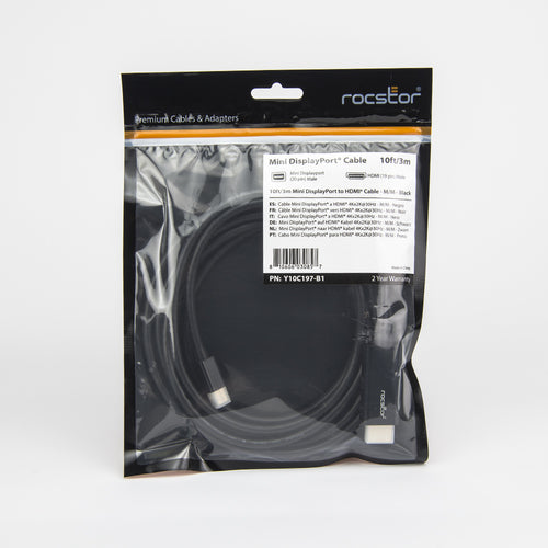 Video Cable Adapter Rocstor 3m Mini DisplayPort to HDMI Male-Male