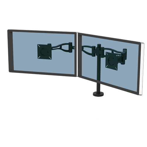 Fellowes Vista Dual-Monitorarm – Ergonomische, verstellbare Schreibtischhalterung in Schwarz für 26-Zoll-Bildschirme