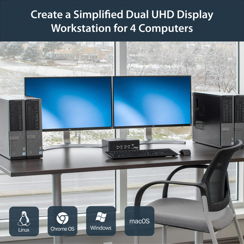 KVM Switch StarTech 4-Port Dual DisplayPort 4K 60Hz Rack Mount