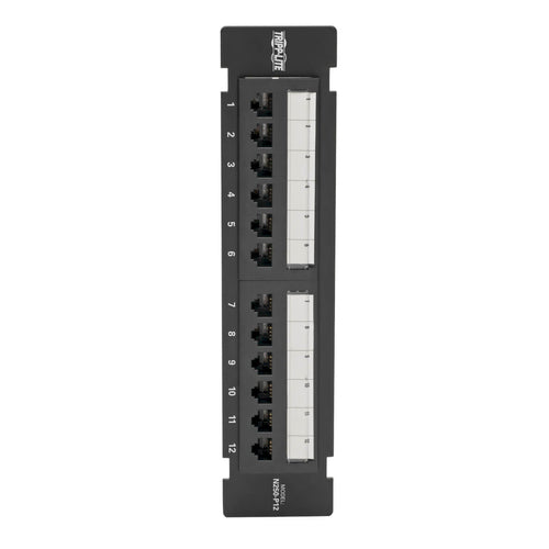 Cat6 Wall-Mount Patch Panel 12-Port RJ45 Ethernet PoE+ Compliant