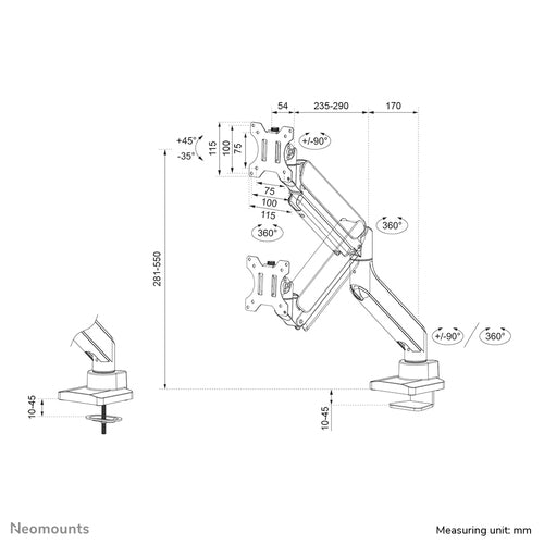 Neomounts DS70-450BL1 monitor mount / stand