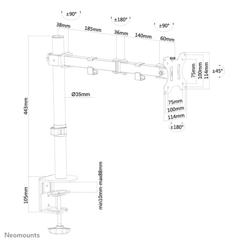 Neomounts FPMA-D550BLACK monitor mount / stand